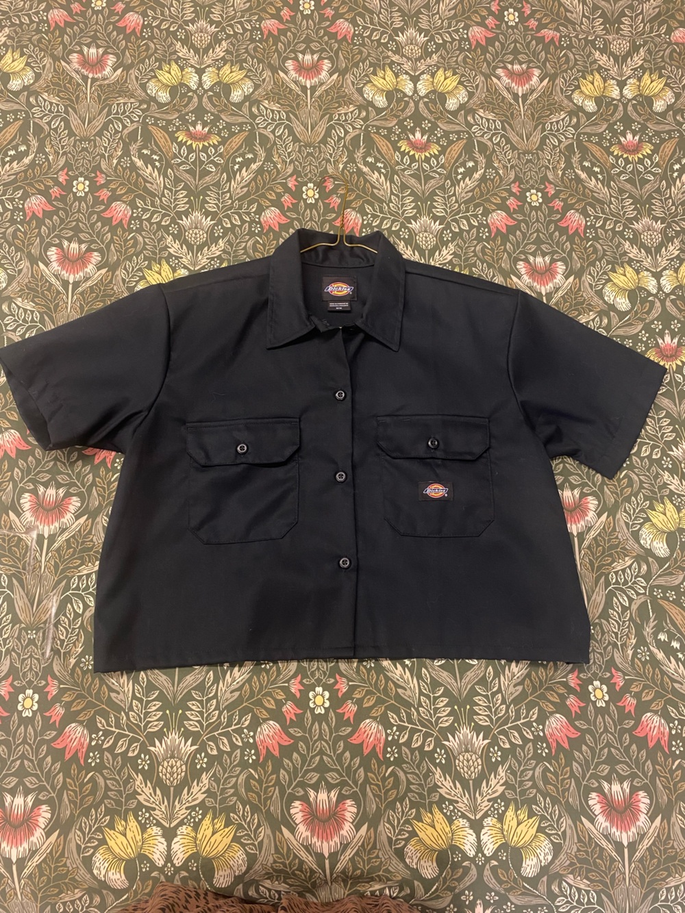 Dickies Black Short-Sleeve Crop Work Shirt